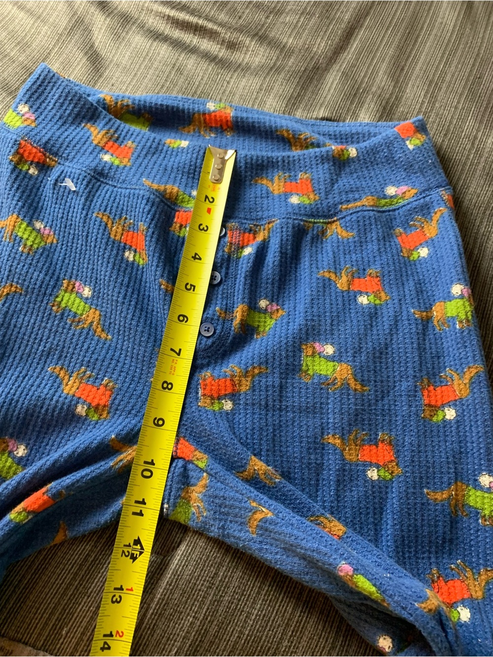 Aerie Thermal Waffle Knit Dachshund Dog Print Pajama Set Blue - Picture 14 of 16
